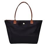 GM LIKKIE Schultertasche für Damen, Nylon-Handtasche mit Tragegriff oben, faltbare Wochenend-Hobo-Handtasche, Schwarz2, Large