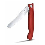 Victorinox Swiss Classic Vegetable Knife, Camping Knife, Picnic, Sharp Blade, Serrated Edge, 11 cm, Robust Plastic Handle, Stainless Steel, Red