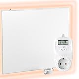 H900 Infrarotheizung Carbon Crystal (neueste Technologie), ultraflache Wandheizung, weiß, 900 Watt, ohne Rahmen - TH12 Thermostat