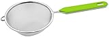 Fackelmann Sieb Ø 10 cm, Küchensieb aus Edelstahl, feinmaschiger Seiher mit Griffeinlage aus Kunststoff (Farbe: Grün/Silber), Menge: 1 Stück