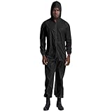 Rswnyirn Herren Einteiler Arbeitsanzug Kapuzenoverall Lang Overall Jumpsuit Wasserabweisend Schutzanzug für Labor Chemie Schwarz M