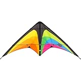 HQ Design - Tyro Rainbow, Lenkdrachen Zweileiner Flugdrachen Einsteiger Drachen für Kinder und Erwachsene ab 8 Jahren 56x120cm inkl. 20kp Polyesterschnüre 2x20m auf Winder+Schlaufen 2-5 Bft