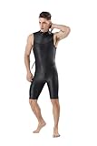 Neoprenanzug 2mm Neoprenanzug Shorty for Herren Schwarz Einteiliger Ärmelloser Tauchanzug(XL)