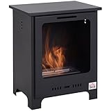 HOMCOM Bioethanol Kamin 0,9 L Ethanol Brenner, 3 Std. Brenndauer, Innenkamin ohne Rauch, Metall, 40 x 30 x 50 cm, Tischkamin für Wohnzimmer & Schlafzimmer