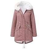 Generisch Winterparka Damen Wintermantel Mittellang Winterjacke Warm Gefüttert Fleece Parka Mit Kapuze Kunstpelzkragen Jacke Winter Verdickene Outdoor Übergangsjacke Mit Zipper