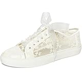 JIAJIA 8835 Hochzeitsschuhe Braut Turnschuhe Wohnungen Braut Tennisschuhe Spitze Turnschuhe Farbe Elfenbein,Größe 42 EU (8 UK)