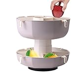 Huvqianu 2-stöckiges Sieb | Mehrzweck-Abtropfschale zum Waschen von Obst, 2 Etagen – platzsparende Gemüse-Servierschale, Obstsieb, Schüssel für Grillen, Reisen