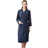 Unisex-Bademantel, atmungsaktiv, einfarbig, Spleißen, Heimkleidung, Bademantel, Mantel, Robe, 3 x (Marineblau, XL)