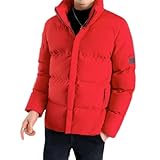 BASHAMAN Jacke Herren Verdicken Warm Mode Outdoorjacke Herren Jugend All-Match Klassisch Baumwolle Jacke Herren Leichte Komfortabel Casual Kältejacke Herren F-Red XXL