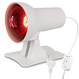 Rotlichtlampe, Infrarotlampe, Wärmelampe, 3 Timerstufen und Einstellbarer Temperatur Einstellbarer Winkel Infrarotlicht für Zuhause Muskelentspannung, Table Infrarotlichtlampe 150 Watt, Weiß