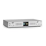 auna iTuner Receiver HiFi - Internet-Radio, FM Radio, DAB+ Receiver, Stereo Receiver, viele Anschlüsse, WiFi, Spotify, UNDOK-App, USB, TFT-Farbdisplay, mit Bluetooth, Silber