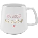 GRUSS & CO Tasse konisch 'Hab dich lieb!' | Kaffeebecher aus Steinzeug, 43 cl, mit Spruch, mehrfarbig | Geschenk für Verliebte | 48447