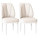 FLEPYHB Esszimmerstühle aus Kunstleder, 2er-Set, gepolsterte Küchenstühle mit dickem Kissen und Metallbeinen für Zuhause und Küche