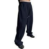 Jogginghose Herren Baggy Einfarbig Hosen Weites Bein Sweatpants Lang Sporthose mit Taschen und gummizug Sporthosen Elastische Taille Trainingshose Bequeme Freizeithose Y2k Streetwear Herbst Winter