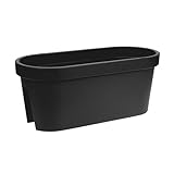 Spetebo Balkon Geländer Blumenkasten oval 60 cm - anthrazit - Kunststoff Pflanztopf zum Einhängen - Garten Blumentopf Pflanz Blumen Schale zum Hängen