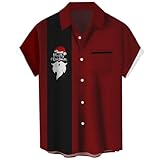 2024 Sale Weihnachtshemd Herren, Ugly Christmas Shirt 3D Druck Hemd Lustig Weihnachtsmann Tshirt Männer Weihnachten Funky Hemd Freizeithemd Button-Down Kurzarm Lustige Funky Hemden Festlichem Design