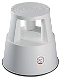 WEDO Rollhocker STEP aus bruchfestem Kunststoff - rollbarer Elefantenfuß Tritthocker, TÜV GS-geprüft, Made in Germany, rutschfest - Höhe ca. 43 cm, Tragkraft 150 kg, Farbe Lichtgrau