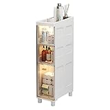 Schmaler Aufbewahrungsschrank mit 3 Schubladen, Standregal für Badezimmer, Schlafzimmer, Büro, Küche, Wohnzimmer, 18 cm (B), Kunststoff-Aufbewahrungswagen auf Rädern.