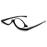 JM Schminkbrille mit Klappbaren Glaesern, Lesebrille zum Schminken für Damen Schwarz+5.0