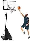 FANTASK 130/170-305cm Basketballständer höhenverstellbar Outdoor, Mobile Basketballanlage mit Ständer & 2 Rädernmit Basketballkorb Ballaufbewahrung für Erwachsene und Kinder