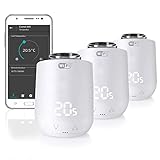 Eurotronic Comet Wifi 3er Set Heizkörperthermostat (M30 x 1,5 mm Gewindeanschluss, kompatibel mit 2,4 GHz WLAN, Heizungsregler-System mit Alexa-Steuerung, energiesparend, App-Steuerung, LED-Anzeige)