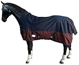 eQuitack Your Passion Is Our Mission Outdoor Winterdecke Turnout 100% Wasserdicht 600D 50G Fulling Highneck Multi Farbe Navy/Burgundy - 155cm