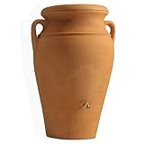 Regentonne Amphore Regenwassertank Helena 300 Liter Terracotta aus UV- und witterungsbeständigem Material. Regenfass BZW. Regenwassertonne mit kindersicherem Deckel und hochwertigen Messinggewinde