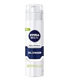 NIVEA MEN Sensible Haut Rasiergel (1 x 200 ml), Rasiercreme angereichert mit Kamille und Hamamelis, Rasierpflege 0% Alkohol für Männer mit empfindlicher Haut