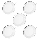 JANDEI - Packung mit 5 Stück, LED Downlight, Deckenleuchten, 18W Rund Anbauleuchte (entspricht 140W), Aluminium Mattweiß Ring (Neutralweiß 4200K, 5 Einheiten)
