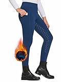 FitsT4 Sports Kinder Winterreithose Mädchen Reitleggings Silikon Vollbesatz Reithose mit Taschen,Militärblau,XS