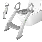 Spuddies Toilettenleiter, Kinder Toilettensitz mit Leiter, Toilettentrainer mit Treppe, klappbar, 1 Stufe, mit Griffen, Spritzschutz und Anti-Rutsch-Füße, leichte Montage Weiß/Grau