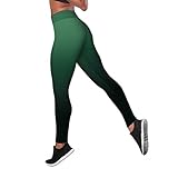 Damen-Yogahose mit hoher Taille, Trainingsanzug, athletisches Training, Yoga, Workout, Leggings, Hose, Bauch-Taille, hohe Taille, Laufleggings, grün, M