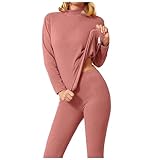 2 Teilig Thermo Unterwäsche Set Unisex Zwei Teilig Strickpullover Top Langärm Hose Skiunterwäsche Set Warme Flexibel Funktionswäsche Unterwäsche Jagdbekleidung Herren