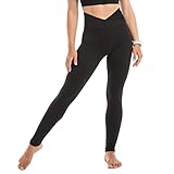 SINOPHANT Leggings Damen High Waist - Blickdicht Leggins mit Bauchkontrolle für Sport Yoga Gym(1 Schwarz Kreuz Taille,L-XL)