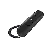 ALCATEL T06 - Schnurgebundenes Festnetztelefon - Ultra-kompaktes Design - Wandmontage - Wahlwiederholungstaste - Hörgerätekompatibel - Klingeltonlautstärkeregler- Schwarz