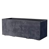 Kreher XL Pflanzkasten Millennium in verschiedenen Formaten und Farben. Tolle Naturstein Optik in Braun, Beige, Anthrazit oder Grau! Aus robustem Kunststoff! (100 Liter (rechteckig) Anthrazit)