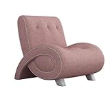 Rosa Flanell-Akzentstuhl – Armloses Polstersofa aus der Mitte des Jahrhunderts für Wohnzimmer, Schlafzimmer, Büro – bequemer Vintage- und moderner Loungesessel, perfekt zum Lesen und Entspannen