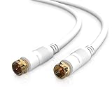 conecto Antennenkabel SAT Kabel Koaxialkabel Satelitenkabel TV 1,00m doppelt geschirmt F-Stecker, für HDTV, Receiver, Satelit, Internet, DAB, Radio, weiß