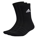 adidas Unisex Cushioned Crew Socks 3 Pairs, Black / White, 8.5-10