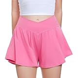 Flow-Shorts, athletische Schmetterlings-Shorts, Teenager, 2-in-1-Röcke für Fitness, Laufen, Tennis, Sport, rot, 13-14 Jahre
