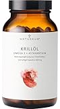 Naturkur® Krillöl - 1000mg Tagesportion - 120 Kapseln Apothekerglas 500mg je Kapsel - Omega 3 + Astaxanthin - Antarktis - hergestellt in Unterfranken