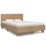 Rantry Handgewebter Bettgestell aus echtem Rattan, 140 x 200 cm, Bettgestell für 90/120/135/140/160/180/200 x 200 cm, für Einzelbett, rostfrei, einfach zu montieren