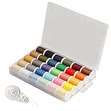 Nähgarn für Nähmaschine, 30 Farben Nähfaden Set, Nähgarn Sortiment Set Nähmaschinengarn, Polyester Nähzubehör für Overlock Garn Nähmaschine Patchwork Filzhandwerksherstellung, mit Nadeleinfädler