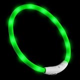 PRECORN LED USB-C Silikon Hundehalsband grün Halsband Hund Katzenhalsband Leuchthalsband für große kleine Hunde aufladbar