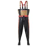 Blissbuilt Wathose Herren Damen,Wasserdichte,Atmungsaktive Teich-Wathose Mit Stiefeln,Verstärkte Knie,Brusttaschen,Teich Fischer Watstiefel Hose Zum Angeln,Jagen Und In Der Landwirtschaft Größe 36-47