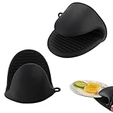Zegnuem Silikon Ofenhandschuhe Verdicken,Hitzebeständige rutschfeste Silikon Handschuhe,Mini Silikonhandschuhe, Mini-Ofenhandschuh, Zum Backen Kochen BBQ Grillen (Dunkelgrau)