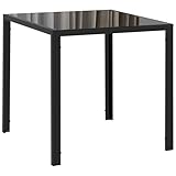HOMCOM Esstisch Quadratischer Küchentisch für 4 Personen, Esszimmertisch aus Hartglas, bis 80 kg belastbar, für Küche, Esszimmer, 75 x 75 x 75 cm, Schwarz
