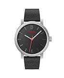 HUGO Analog Quarzuhr für Herren mit Schwarzes Lederarmband - 1530115