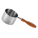 Garneck Edelstahl Stielkasserolle 300ml Mit Holzgriff Und Ausguss – Kleiner Milchtopf Für Induktion - Ideal Für Saucen - Milch Und Butter in Der Küche Perfekt Für Gasherd Und