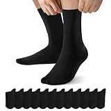 NUOZA 12 Paar Socken Herren 43-46 Schwarz Sportsocken Baumwolle Tennissocken Herren 43-46 Business Socken Damen Lange Atmungsaktive Socks Schwarze Herrensocken Wandersocken Männer Laufsocken